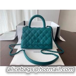 Famous Brand Chanel coco mini flap bag with top handle AS2215 green