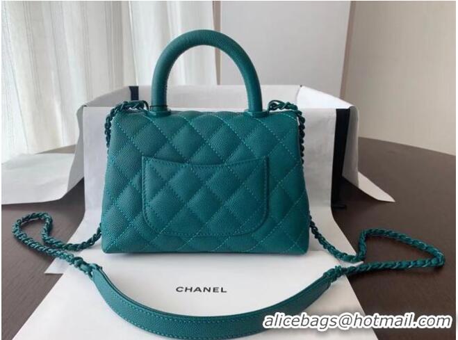 Famous Brand Chanel coco mini flap bag with top handle AS2215 green