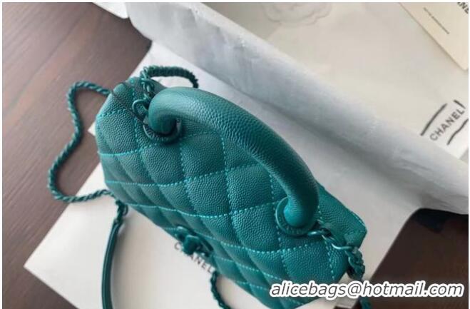 Famous Brand Chanel coco mini flap bag with top handle AS2215 green