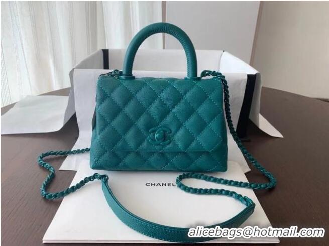 Famous Brand Chanel coco mini flap bag with top handle AS2215 green