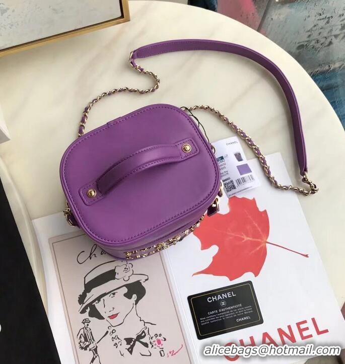 Unique Style Chanel Lambskin Crystal Calfskin & Gold-Tone Metal AS1882 Purple