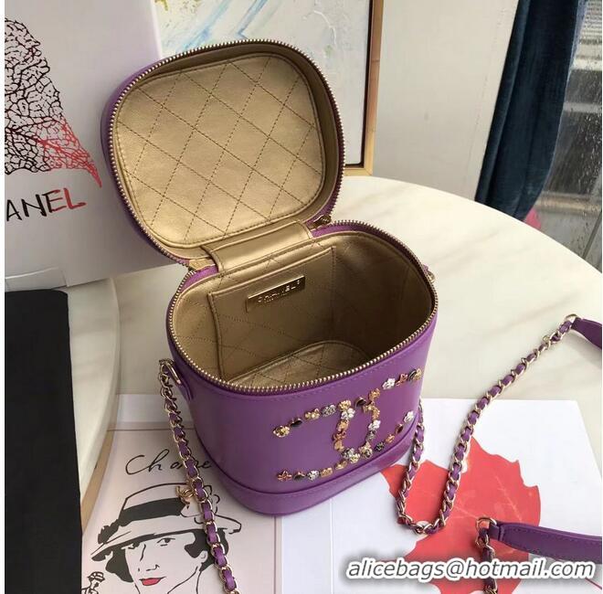 Unique Style Chanel Lambskin Crystal Calfskin & Gold-Tone Metal AS1882 Purple