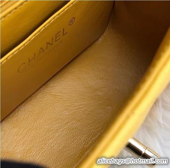 Promotional Chanel Classic mini Flap Bag Chevron Caviar Leather A68748 Yellow