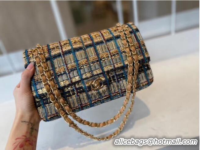 Unique Style Chanel Classic Handbag Tweed & Gold-Tone Metal A01112-1