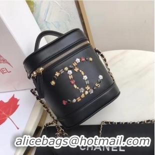 Buy Cheapest Chanel Lambskin Crystal Calfskin & Gold-Tone Metal AS1882 black