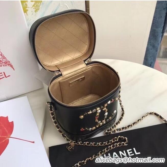 Buy Cheapest Chanel Lambskin Crystal Calfskin & Gold-Tone Metal AS1882 black