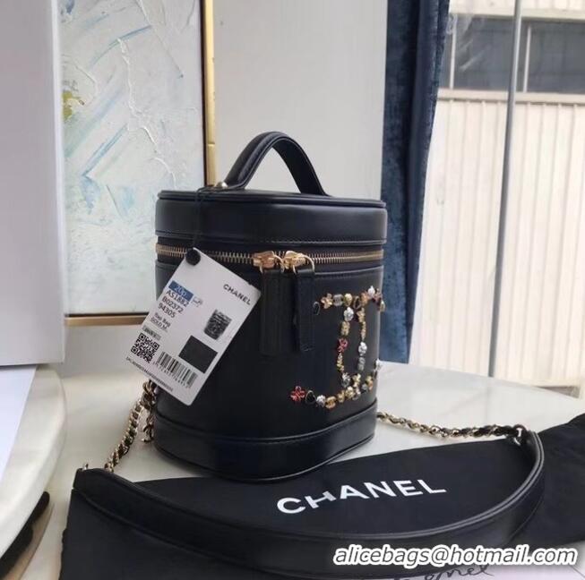 Buy Cheapest Chanel Lambskin Crystal Calfskin & Gold-Tone Metal AS1882 black