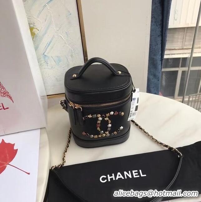 Buy Cheapest Chanel Lambskin Crystal Calfskin & Gold-Tone Metal AS1882 black