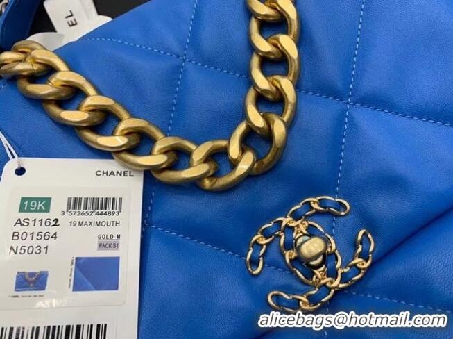 New Design Chanel 19 Large Flap Bag AS1162 Electric Blue