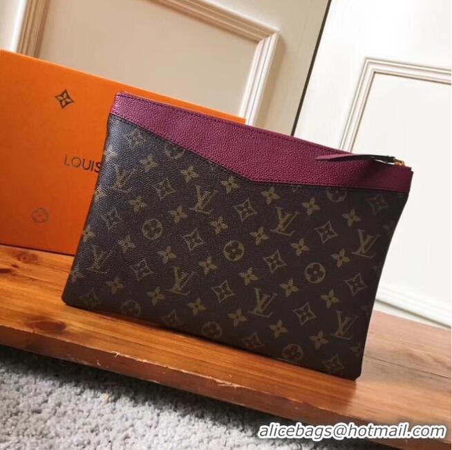 Promotional Louis vuitton original Monogram Canvas DAILY POUCH M62048 Bordeaux