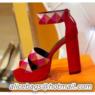 Top Quality Hermes Suede Aretha Sandal 040142 Red