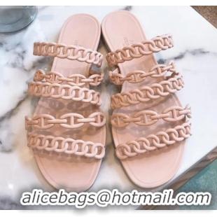 Good Quality Hermes "Chaine d'Ancre" PVC Slipper Sandal 42028 Beige