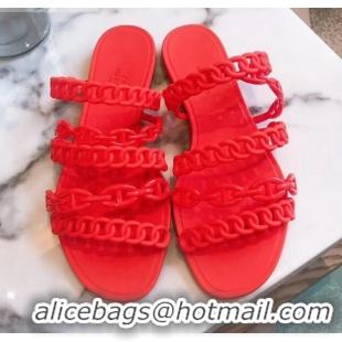 Low Price Hermes "Chaine d'Ancre" PVC Slipper Sandal 42028 Red