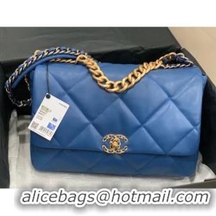 Top Quality chanel 19 large flap bag AS1162 dark blue