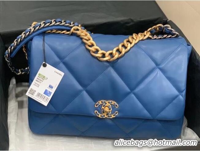 Top Quality chanel 19 large flap bag AS1162 dark blue