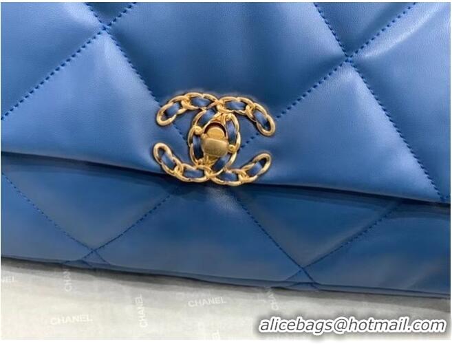 Top Quality chanel 19 large flap bag AS1162 dark blue