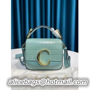 Discount Chloe C Clutch With Chain Bag Original Leather C93108 Light Blue