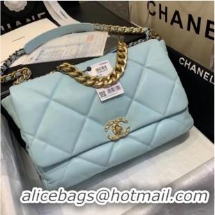 Buy Luxury Chanel 19 Large Flap Bag AS1162 Sky Blue