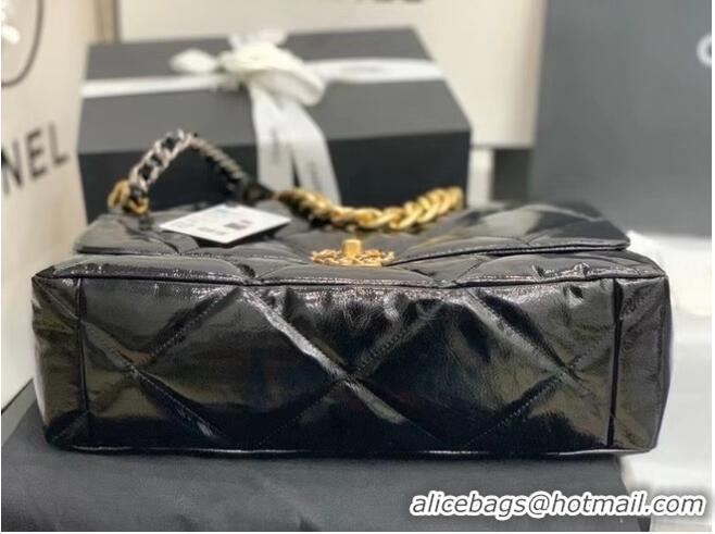 Best Product Chanel 19 large flap bag Waxed skin AS1162 Black