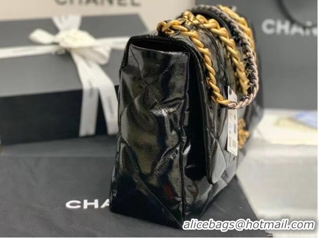 Best Product Chanel 19 large flap bag Waxed skin AS1162 Black