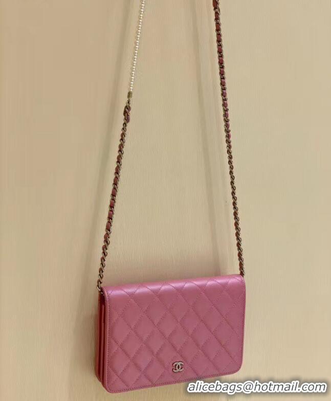 Top Quality Chanel mini wallet on chain Gold-Tone Metal A84277 pink