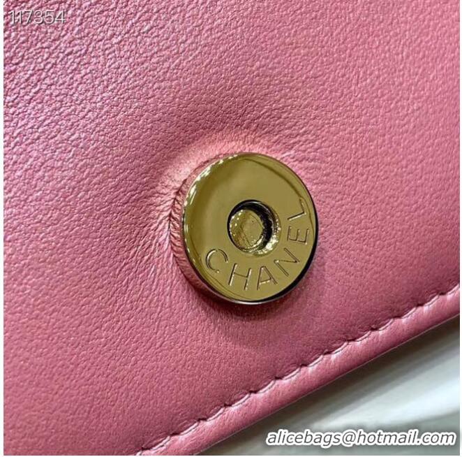 Top Quality Chanel mini wallet on chain Gold-Tone Metal A84277 pink