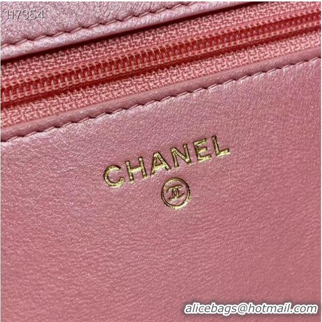 Top Quality Chanel mini wallet on chain Gold-Tone Metal A84277 pink