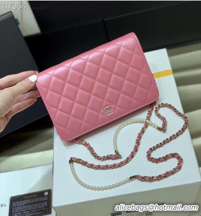 Top Quality Chanel mini wallet on chain Gold-Tone Metal A84277 pink