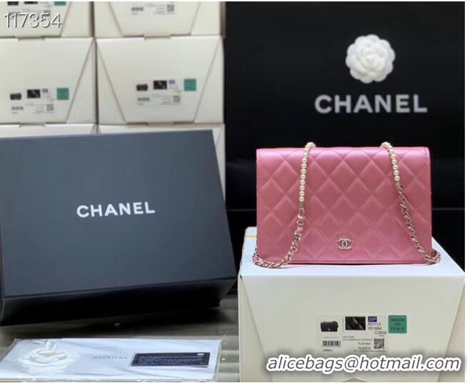 Top Quality Chanel mini wallet on chain Gold-Tone Metal A84277 pink