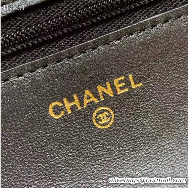 Modern Classic Chanel mini wallet on chain Gold-Tone Metal A84277 black