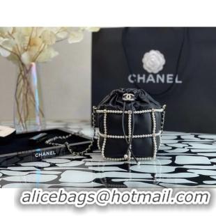 Super Quality Chanel drawstring bag Lambskin & Gold Metal AS2388 black