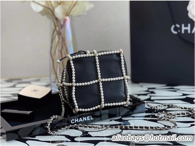 Super Quality Chanel drawstring bag Lambskin & Gold Metal AS2388 black