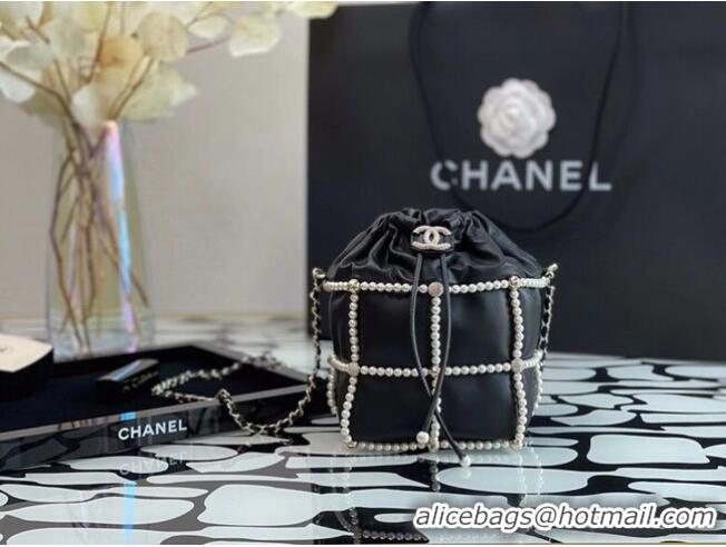 Super Quality Chanel drawstring bag Lambskin & Gold Metal AS2388 black