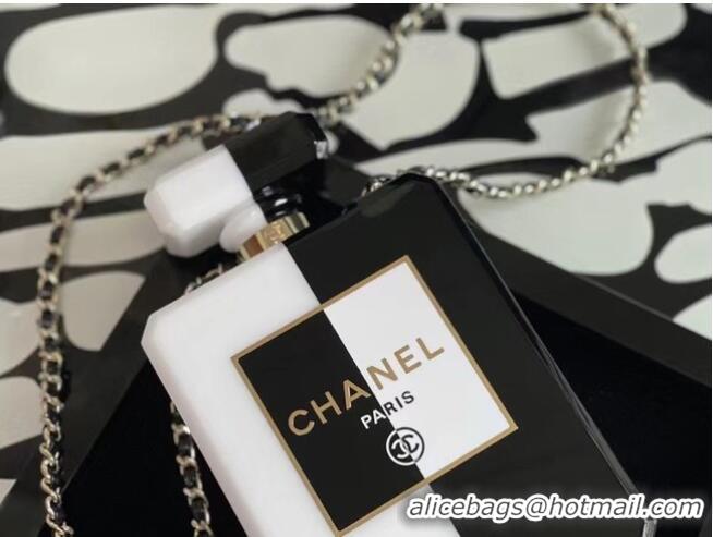 Famous Brand Chanel mini wallet on chain Gold-Tone Metal A8455 black&white