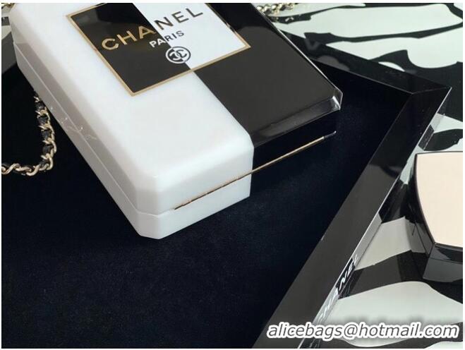 Famous Brand Chanel mini wallet on chain Gold-Tone Metal A8455 black&white