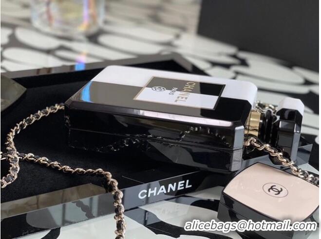 Famous Brand Chanel mini wallet on chain Gold-Tone Metal A8455 black&white