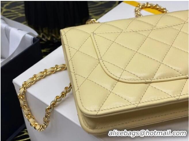 Super Quality Chanel wallet on chain Grained Calfskin & Laquered Gold-Tone Metal AP2021 yellow