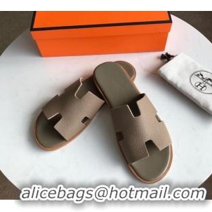 Low Price Hermes Izmir Sandal For Men in Togo Calfskin Grey 062269