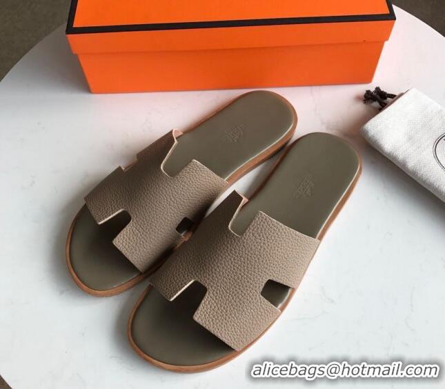 Low Price Hermes Izmir Sandal For Men in Togo Calfskin Grey 062269