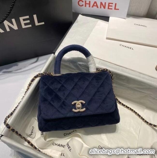 Promotional Chanel mini flap bag with top handle AS2215 Royal Blue