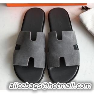 Perfect Hermes Izmir Sandal For Men in Suede Grey 062275