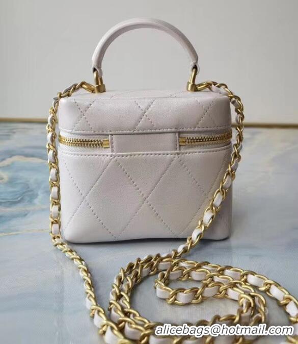 Unique Discount Chanel Lambskin Crystal Calfskin & Gold-Tone Metal AS1889 white