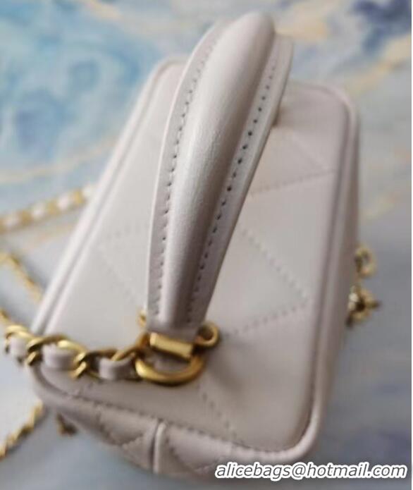 Unique Discount Chanel Lambskin Crystal Calfskin & Gold-Tone Metal AS1889 white