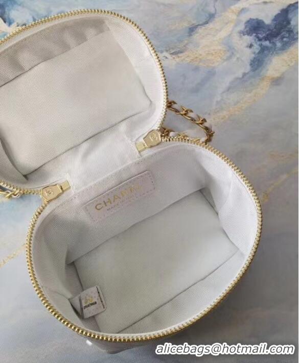 Unique Discount Chanel Lambskin Crystal Calfskin & Gold-Tone Metal AS1889 white