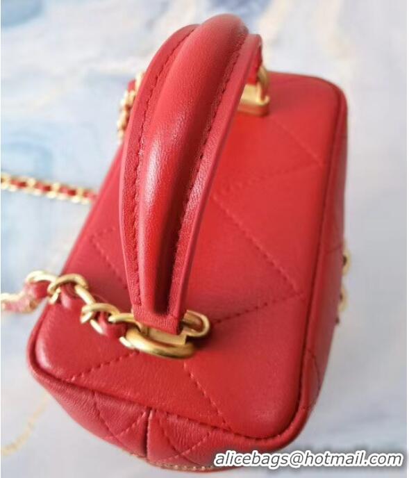 Cheapest Chanel Lambskin Crystal Calfskin & Gold-Tone Metal AS1889 red