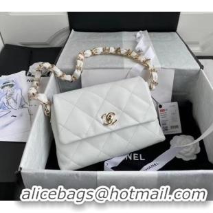 Buy Discount Chanel flap bag Lambskin & Gold-Tone Metal AS2299 White