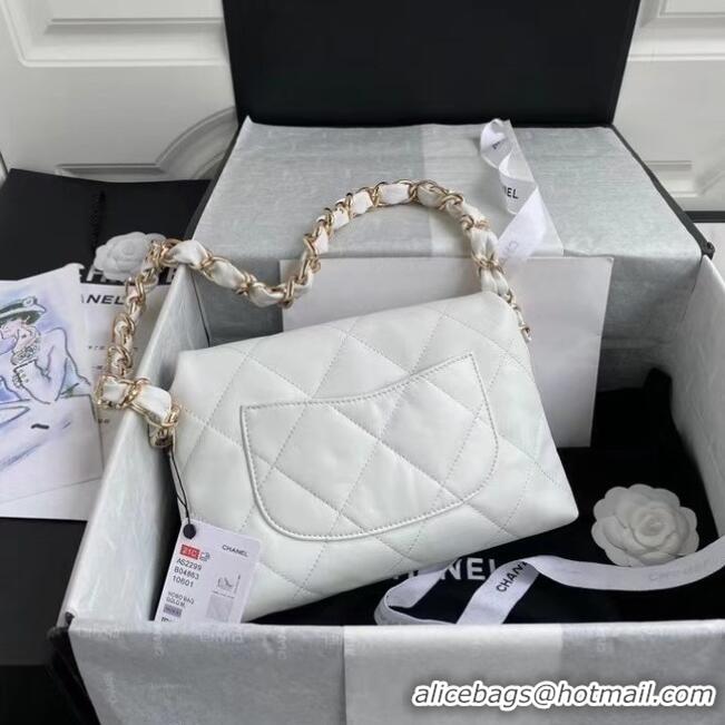 Buy Discount Chanel flap bag Lambskin & Gold-Tone Metal AS2299 White