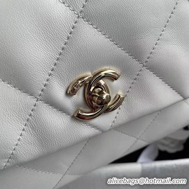 Buy Discount Chanel flap bag Lambskin & Gold-Tone Metal AS2299 White