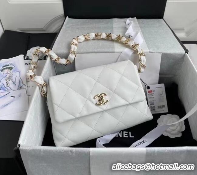 Buy Discount Chanel flap bag Lambskin & Gold-Tone Metal AS2299 White