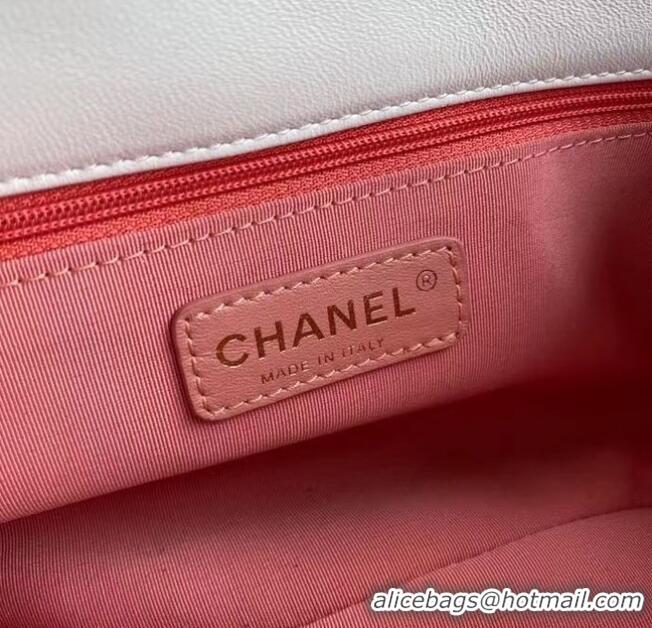 Buy Discount Chanel flap bag Lambskin & Gold-Tone Metal AS2299 White